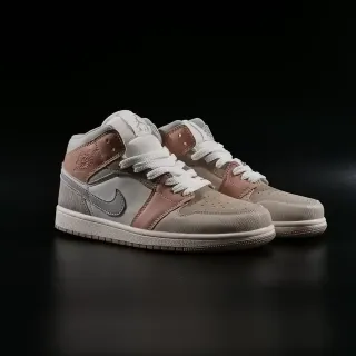 Nike Air Jordan 1 Mid Light Gray and Dusty Rose أحذية كرة السلة