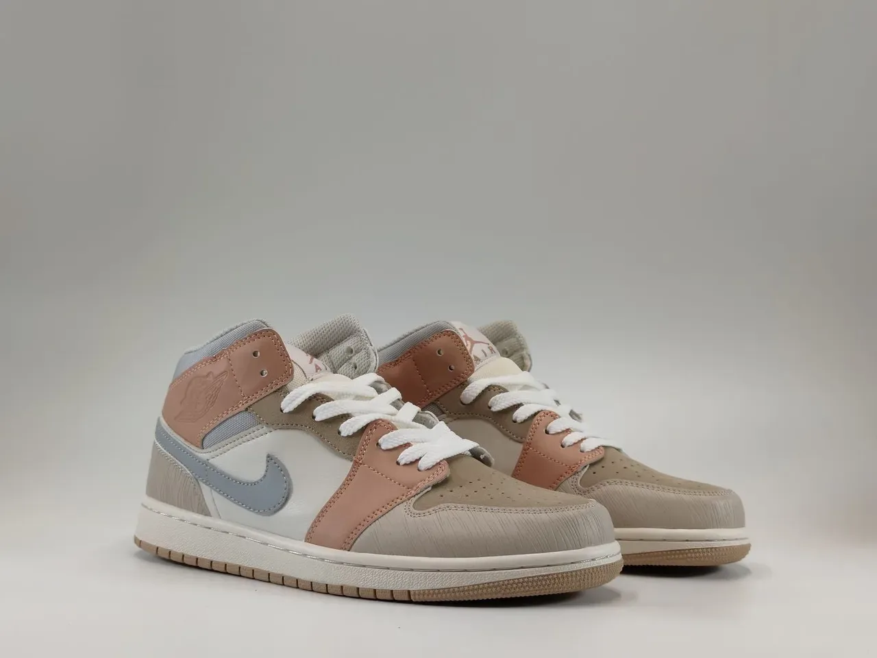 Nike Air Jordan 1 Mid Light Gray and Dusty Rose أحذية كرة السلة 6