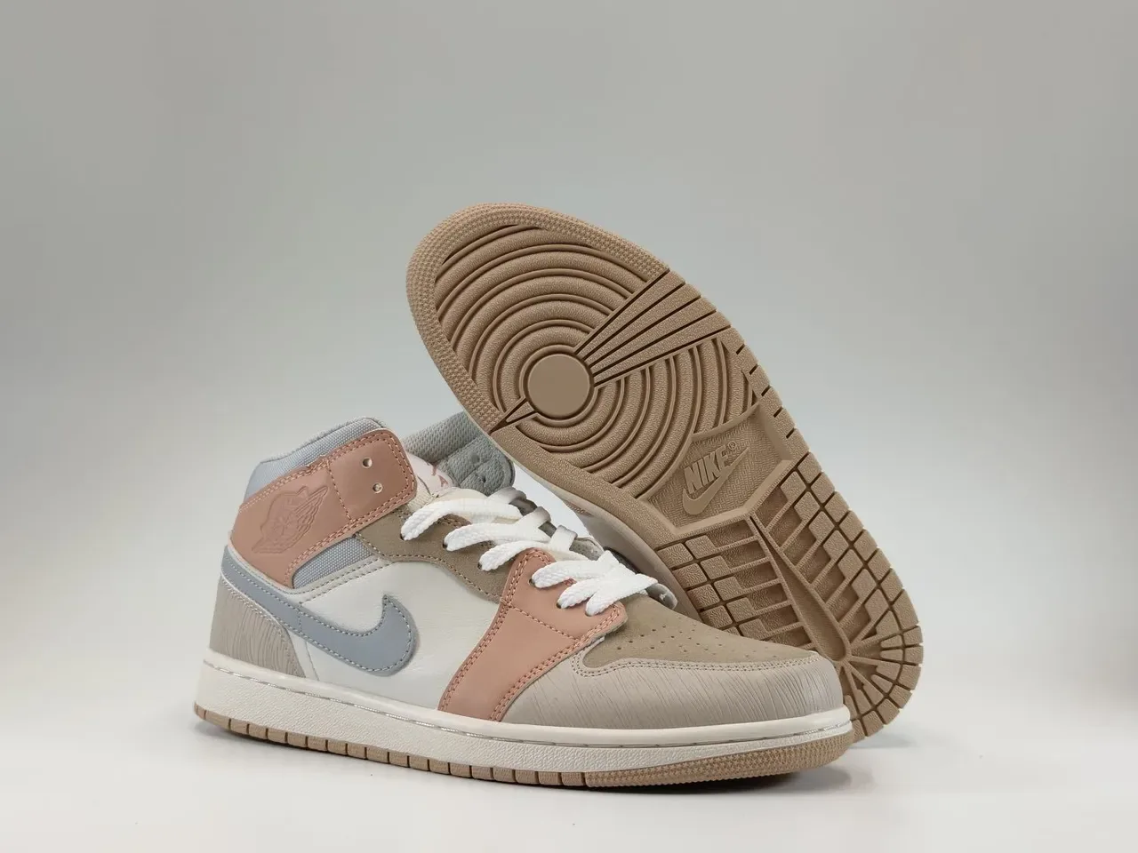 Nike Air Jordan 1 Mid Light Gray and Dusty Rose أحذية كرة السلة 7