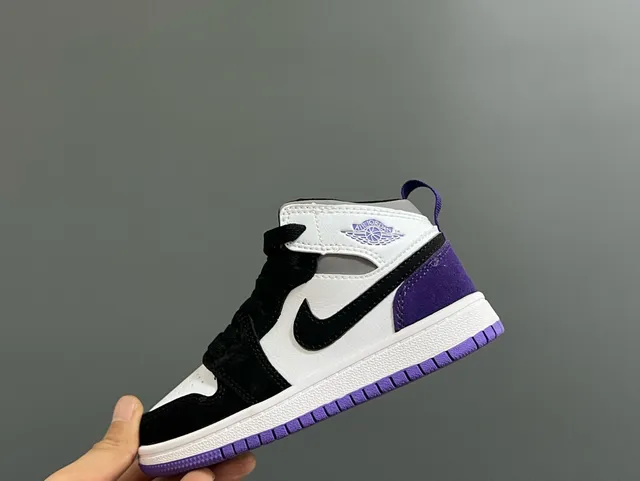 Nike Air Jordan 1 أبيض بنفسجي أسود أحذية كرة السلة 10
