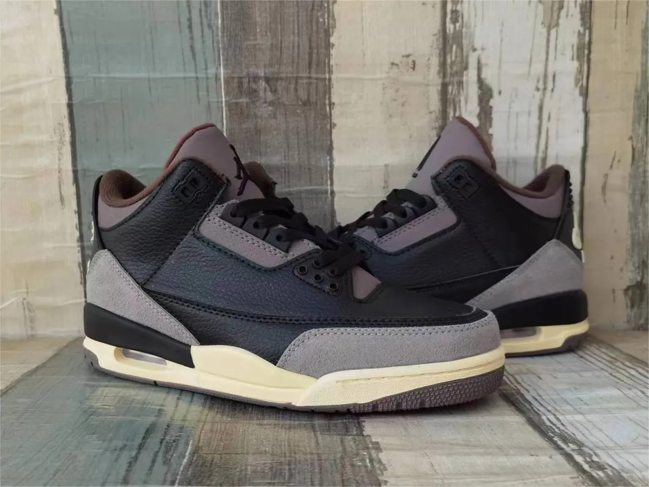 Nike Air Jordan 3 Tênis de Basquete Cinza Escuro Creme 4