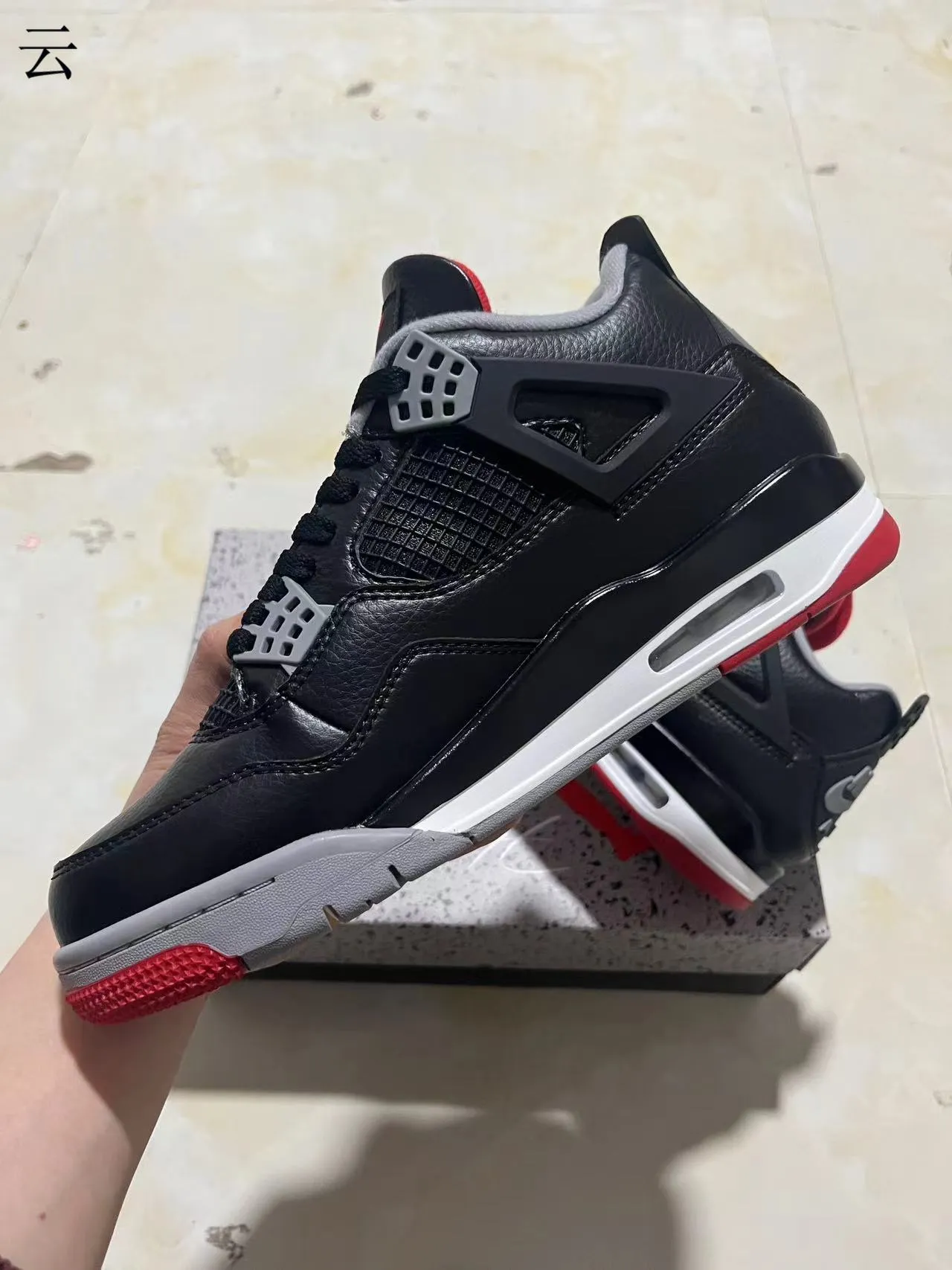 Nike Air Jordan 4 Zapatos de baloncesto Negro Cemento Rojo 5