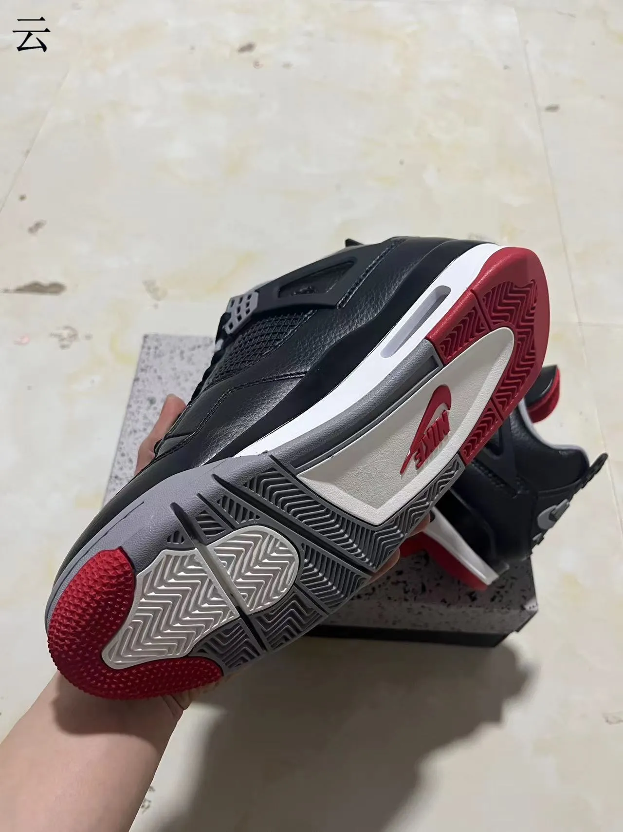 Nike Air Jordan 4 Zapatos de baloncesto Negro Cemento Rojo 6