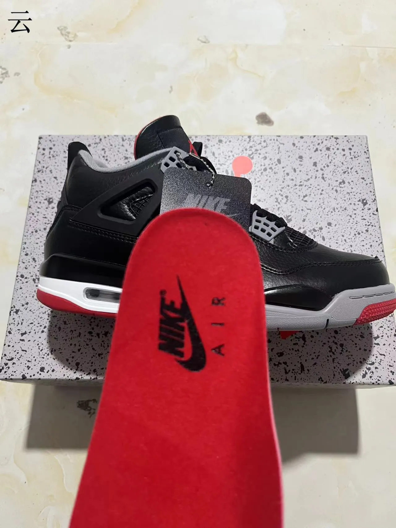 Nike Air Jordan 4 Zapatos de baloncesto Negro Cemento Rojo 9