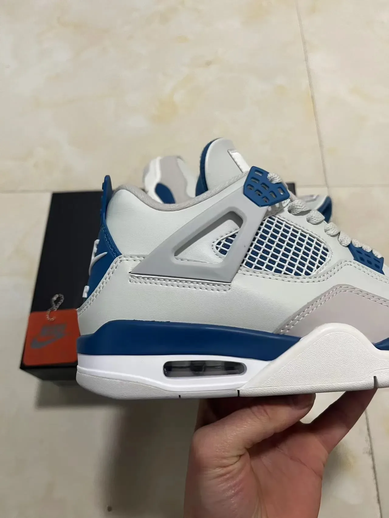 Nike Air Jordan 4 सफेद रॉयल ब्लू बास्केटबॉल जूते 6