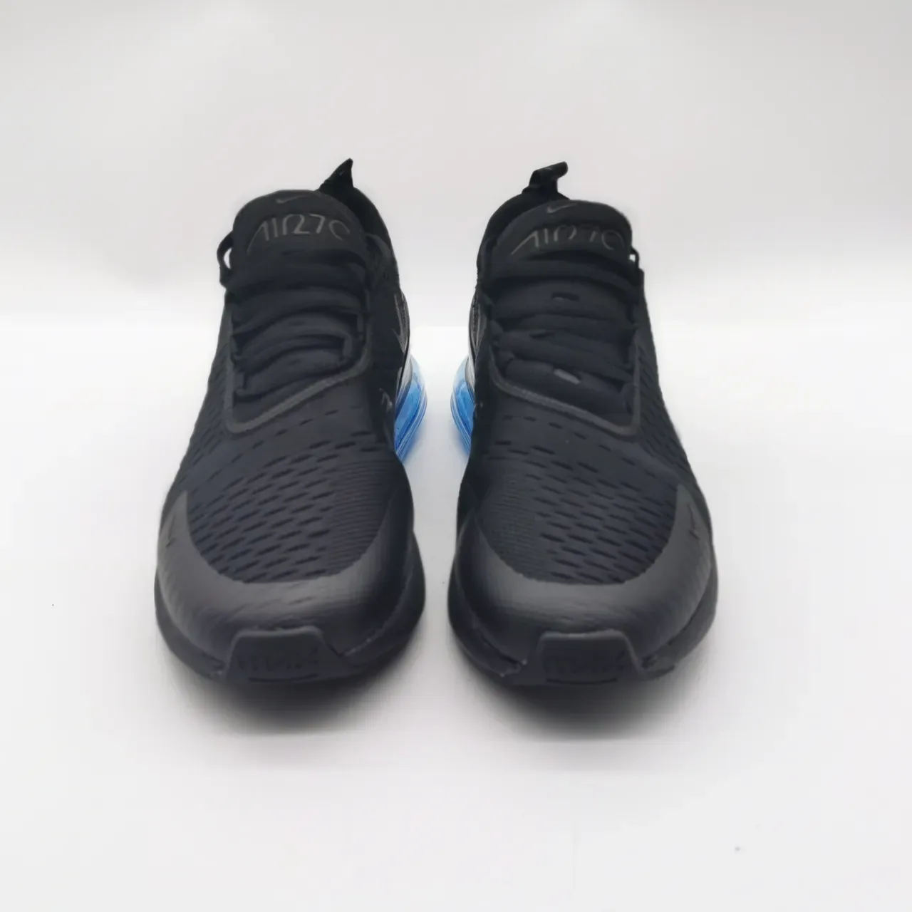 Nike Air Max 270 Black Blue Engineered Knit Upper Full-Length Visible Unit Lifestyle Sneakers 5