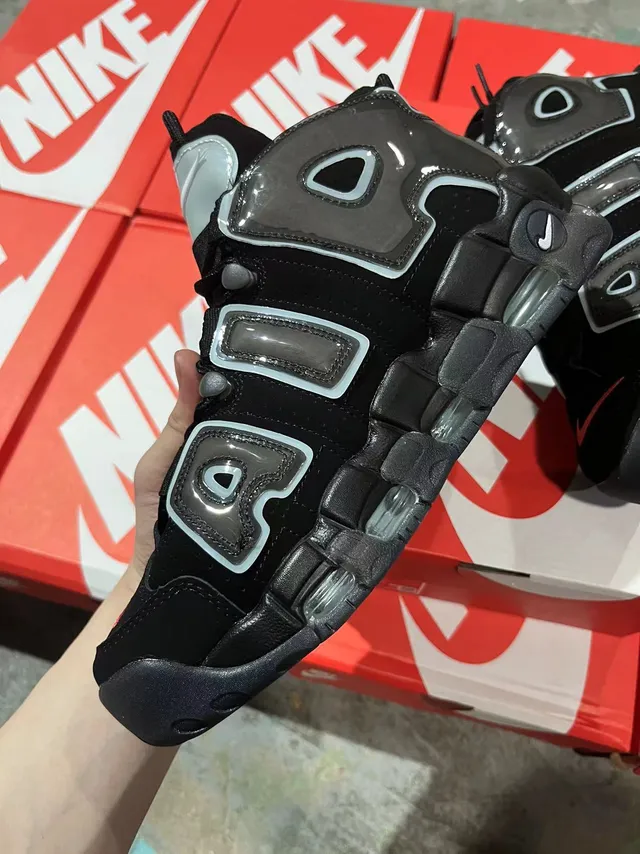 Nike Air More Uptempo Negro Gris Translúcido Air Zapatos de Baloncesto 3