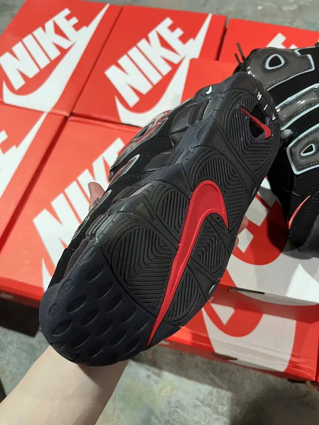 Nike Air More Uptempo Negro Gris Translúcido Air Zapatos de Baloncesto 4