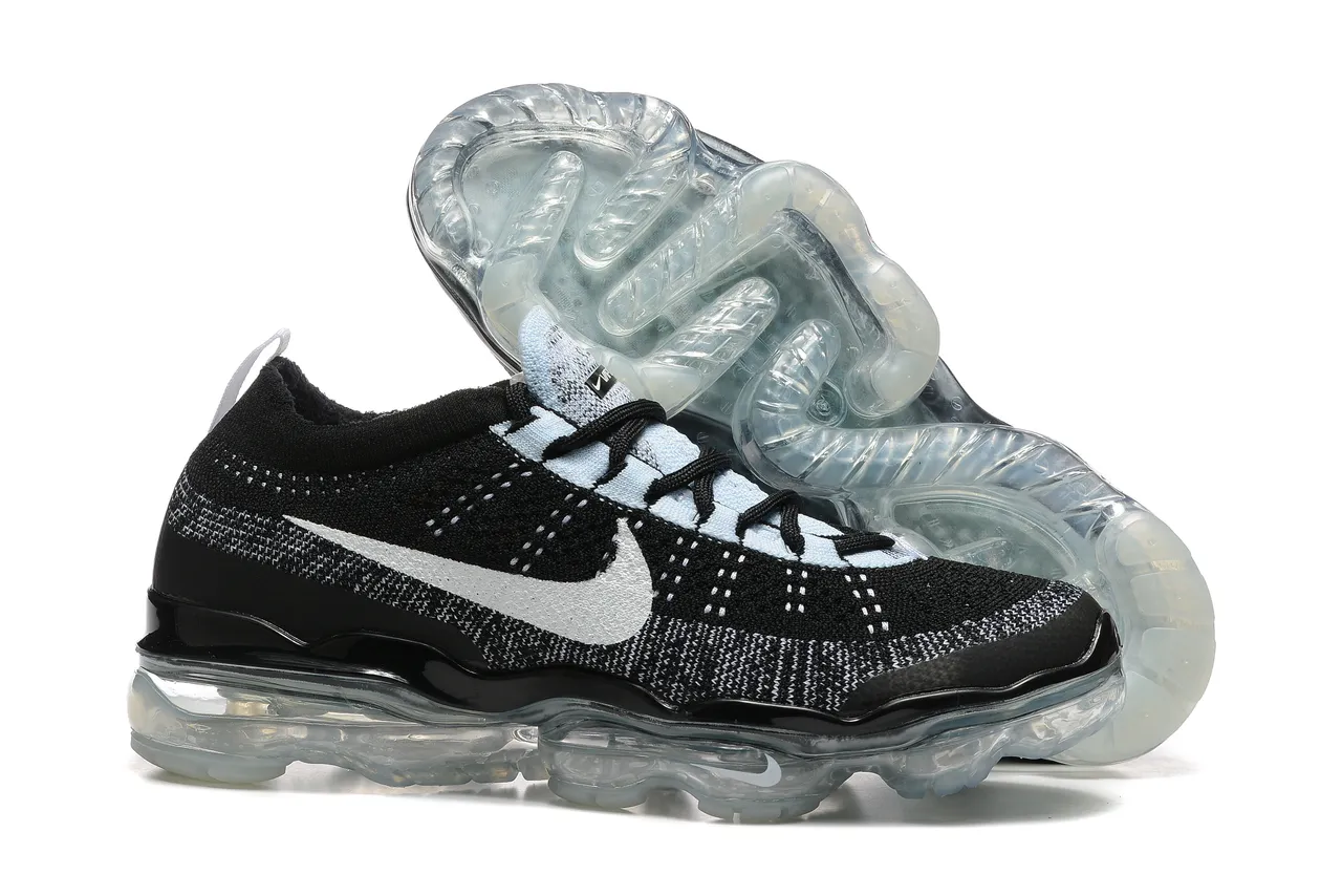 Nike Air VaporMax Flyknit Black White Transparent Running Shoes 7