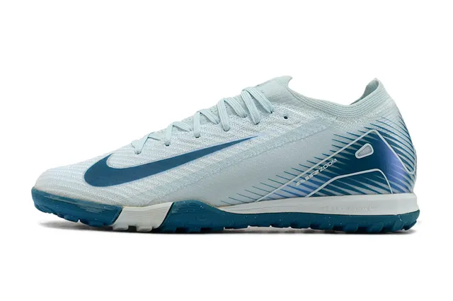 Nike Air Zoom Blue White Knit Upper Dynamic Cage Overlay Turf Soccer Shoes 6
