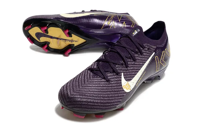 Nike Air Zoom KM Roxo Dourado Campo Firme Sapatos de Futebol 4