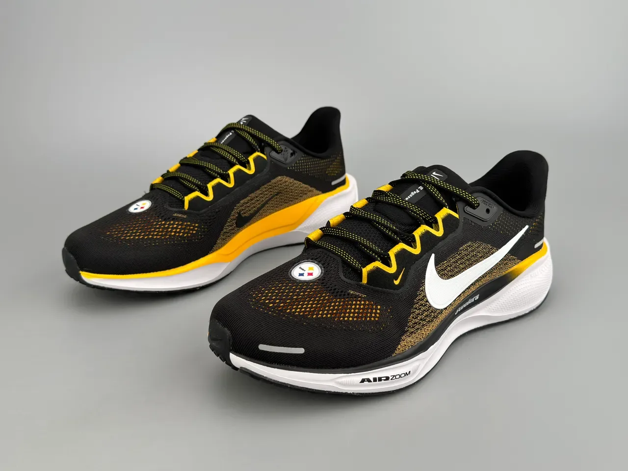 Nike Air Zoom Pegasus Steelers Black Gold White Running Shoes 7