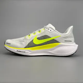 Nike Air Zoom Pegasus सफेद पीला इंजीनियर मेश अपर नियोन एकसेंट स्ट्राइप रनिंग शूज