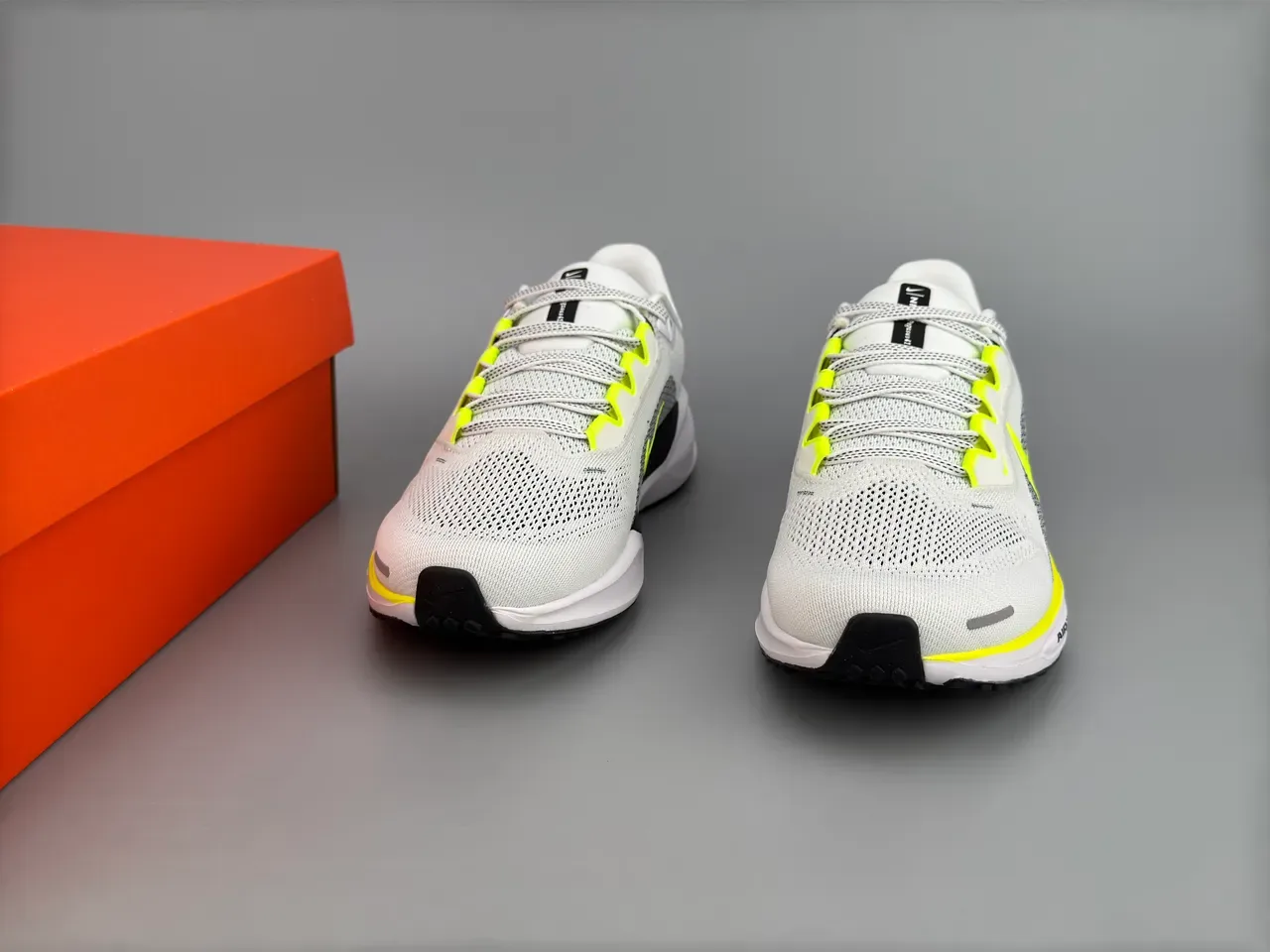 Nike Air Zoom Pegasus White Yellow Engineered Mesh Upper Neon Accent Stripe Running Shoes 3