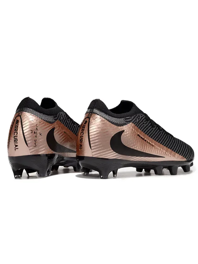 Nike Air Zoom Chuteiras de futebol pretas e ouro rosa para gramado firme 5