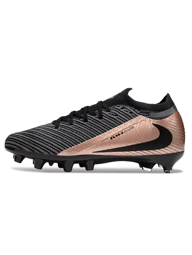 Nike Air Zoom Chuteiras de futebol pretas e ouro rosa para gramado firme 7