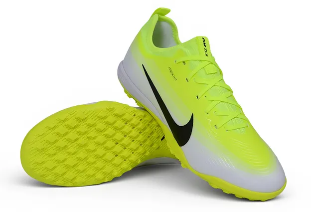 Nike Atomknit Tênis de futebol Turf com upper de malha amarelo branco neón midsole 4
