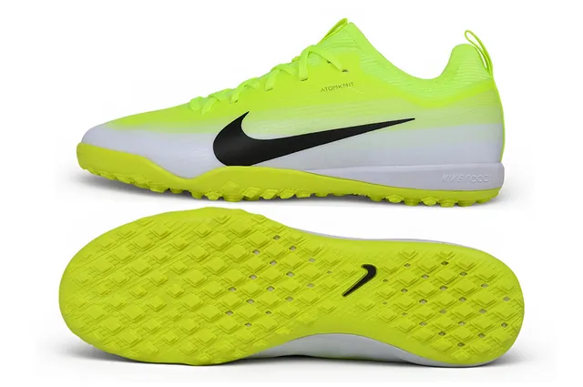 Nike Atomknit Tênis de futebol Turf com upper de malha amarelo branco neón midsole 7