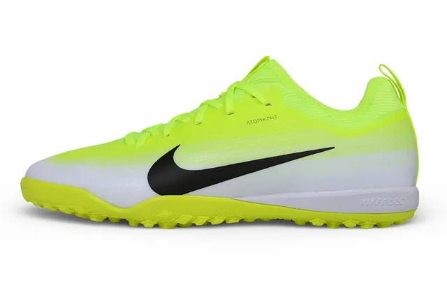 Nike Atomknit Tênis de futebol Turf com upper de malha amarelo branco neón midsole 8