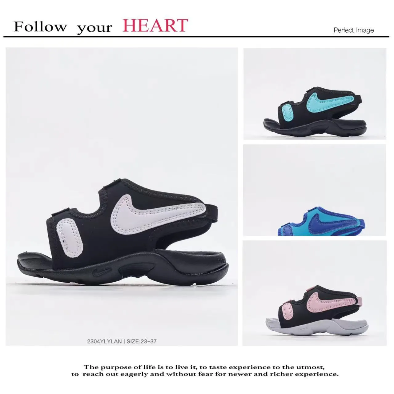 Nike Black and White Adjustable Strap Casual Sandals 4