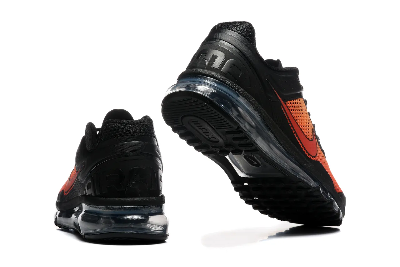 Nike chaussures de course noires et oranges Full-Length Visible Air Unit Perforated Mesh 2