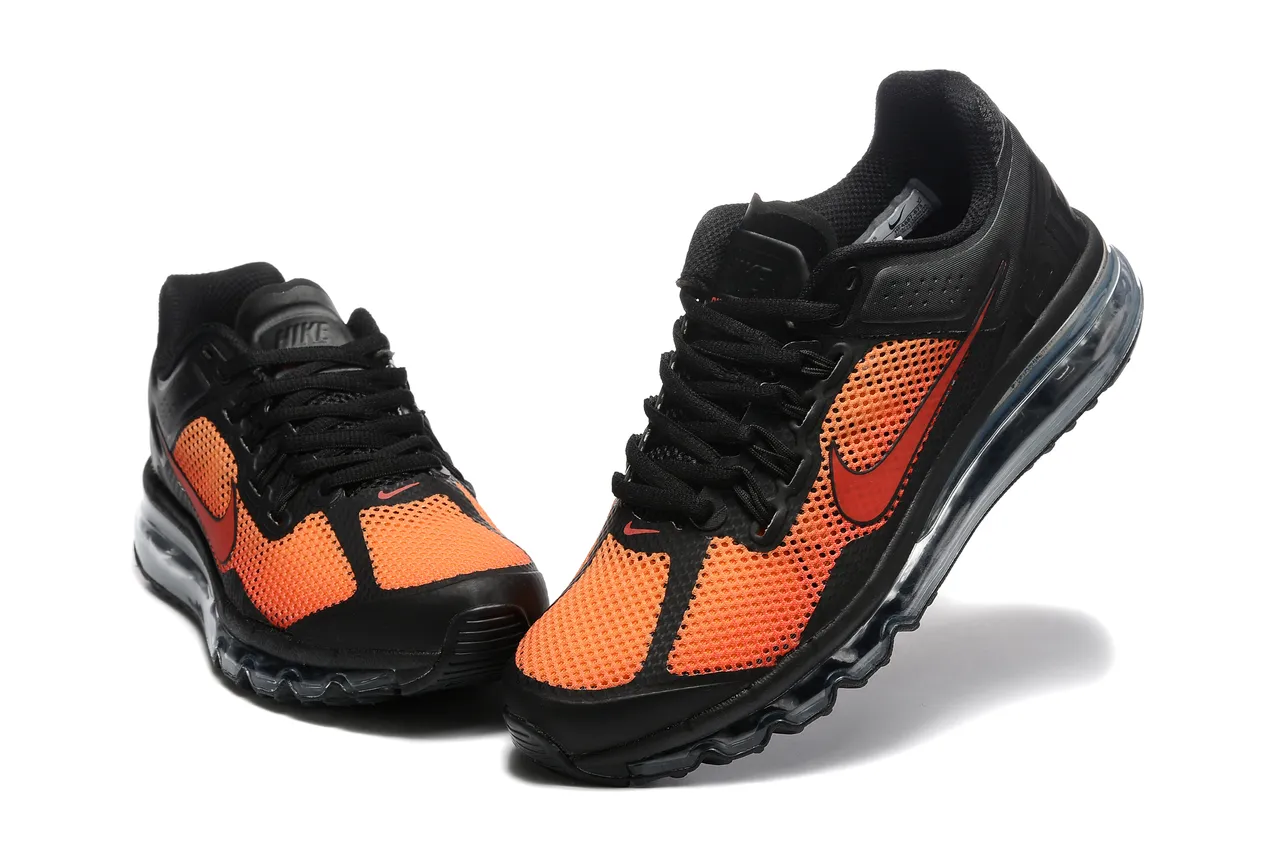 Nike chaussures de course noires et oranges Full-Length Visible Air Unit Perforated Mesh 3