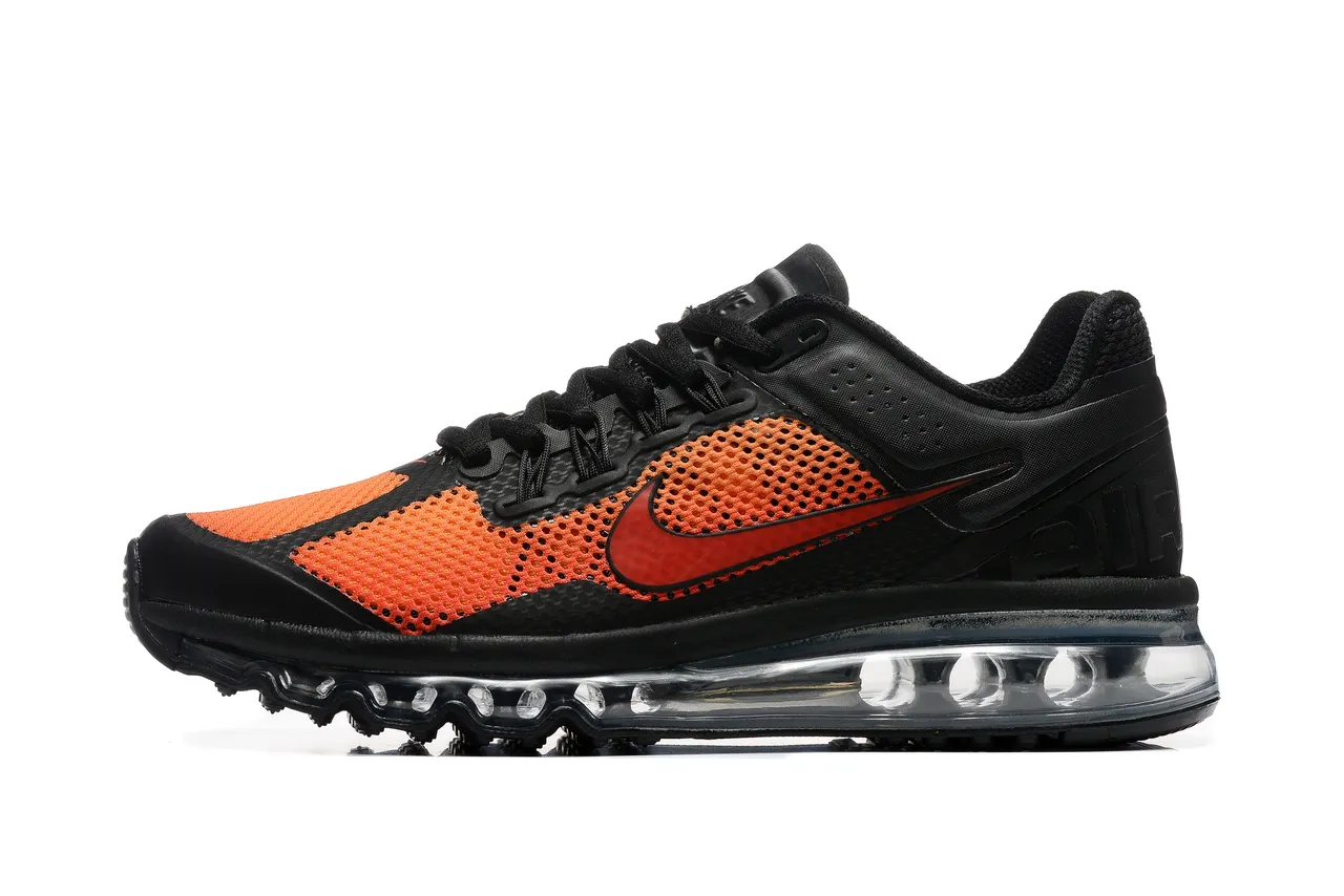Nike chaussures de course noires et oranges Full-Length Visible Air Unit Perforated Mesh 4