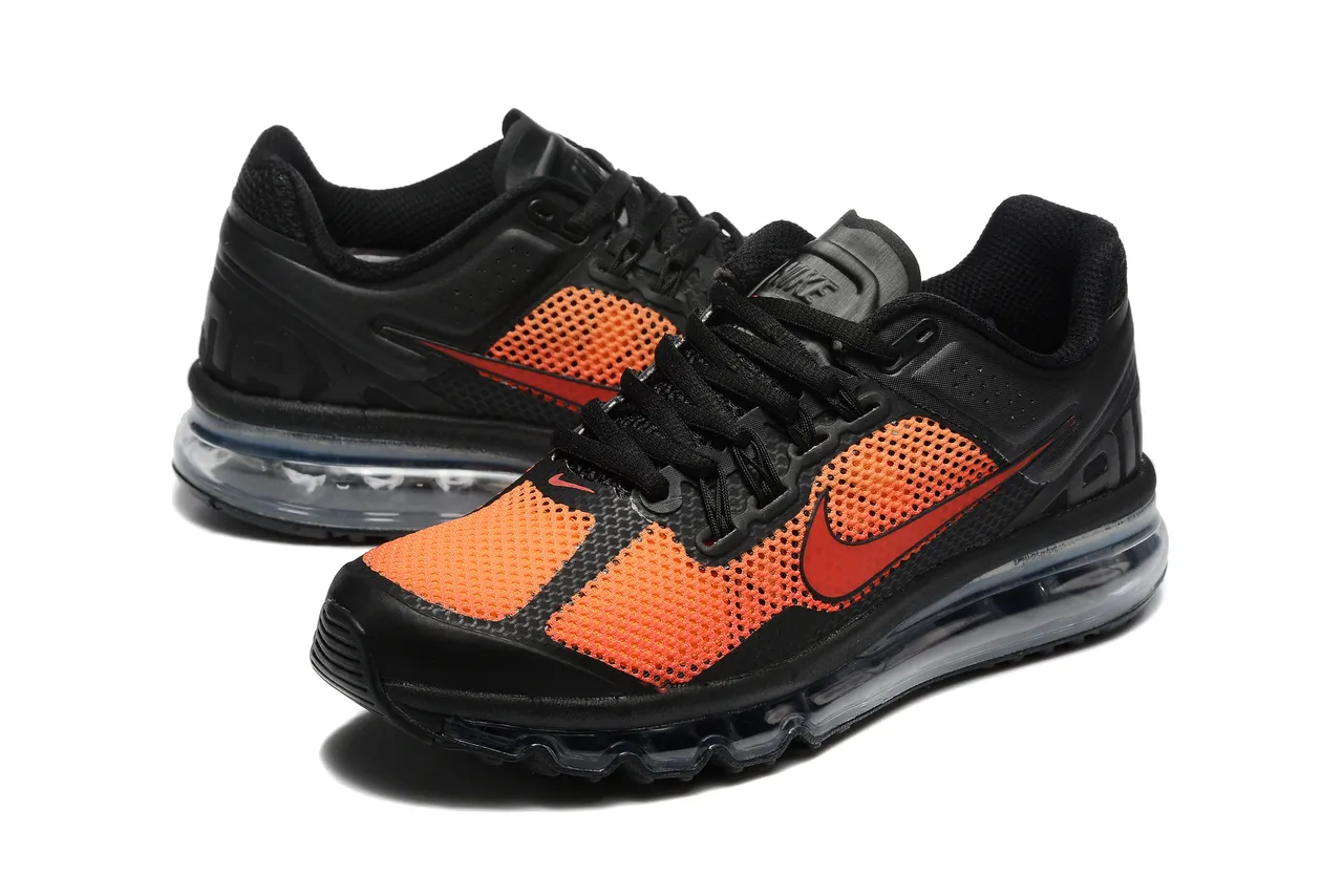 Nike chaussures de course noires et oranges Full-Length Visible Air Unit Perforated Mesh 5