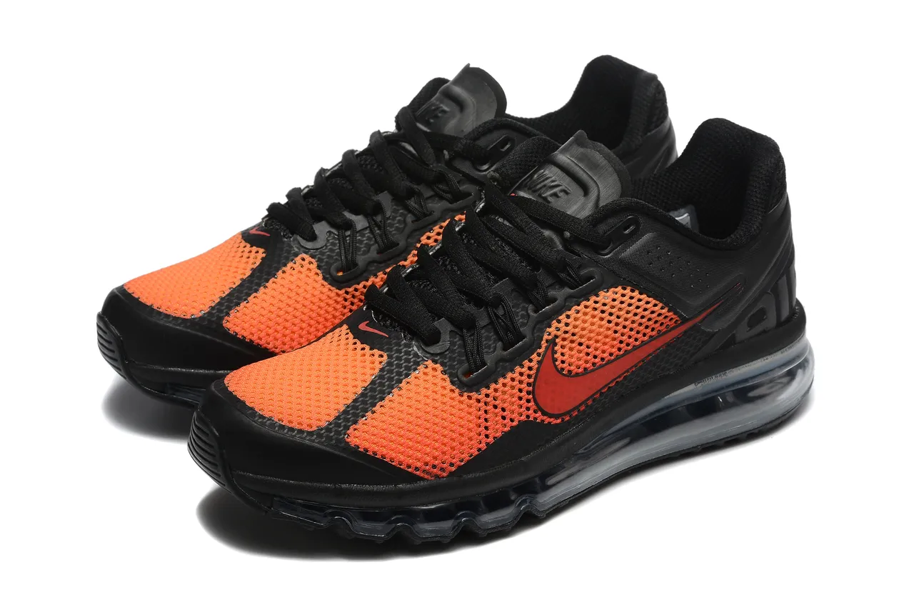 Nike chaussures de course noires et oranges Full-Length Visible Air Unit Perforated Mesh 7