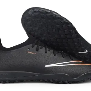 Nike Black Orange Textured Synthetic Upper Atomknit Collar Indoor Soccer Shoes
