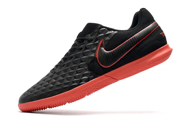 Nike Black Red Quilted Diamond-Textured Upper Low-Cut Collar Indoor Soccer Shoes 10