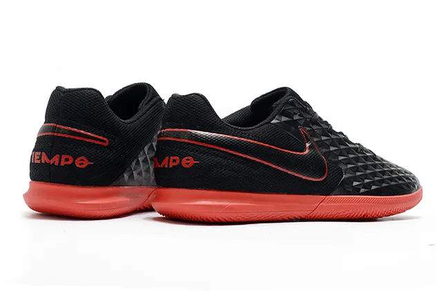 Nike Black Red Quilted Diamond-Textured Upper Low-Cut Collar Indoor Soccer Shoes 12