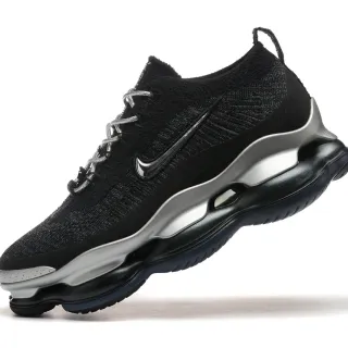 Nike أسود فضي تريكو جوربي ضيق على الجزء العلوي قاعدة وسطية منحوتة حذاء رياضي أسلوب حياة