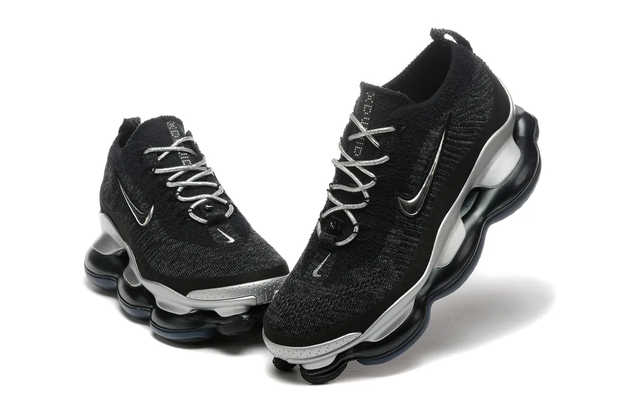 Nike Black Silver Knit Sock-Fit Upper Sculpted Midsole Lifestyle Sneakers 3
