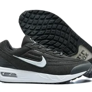 Nike أسود أبيض شبكي وصناعي علوي مرئي وحدة تثبيط الهواء حذاء أسلوب حياة رياضي