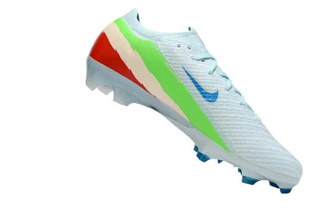 Nike Azul Bege Flyknit Upper Cadarço Assimétrico Firm-Ground Sapatos de Futebol 2