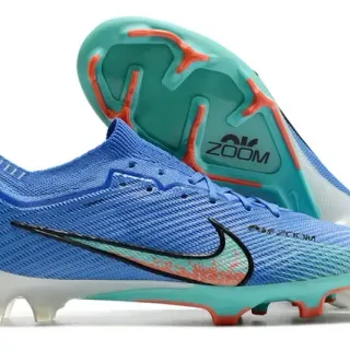 Nike Sapatos de futebol azul upper tricô baixo ajuste de meia gramado firme