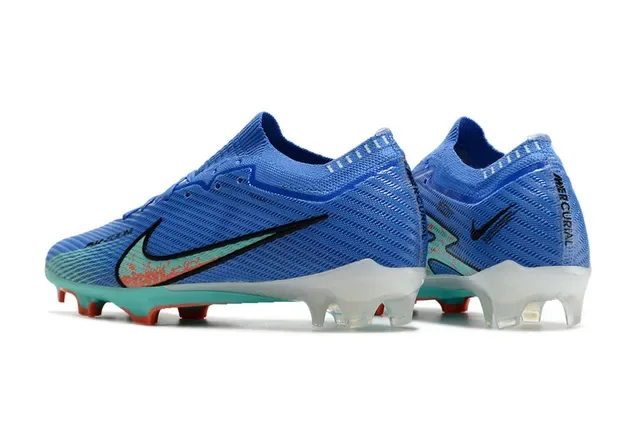 Nike Chaussures de football bleu upper tricot bas ajustement chaussette terrain ferme 4