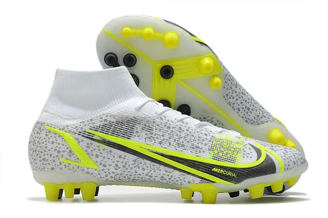 Nike Blue Orange High-Cut Sock-Fit Collar Dynamic Flame Graphic Overlay Firm-Ground Soccer Shoes 3