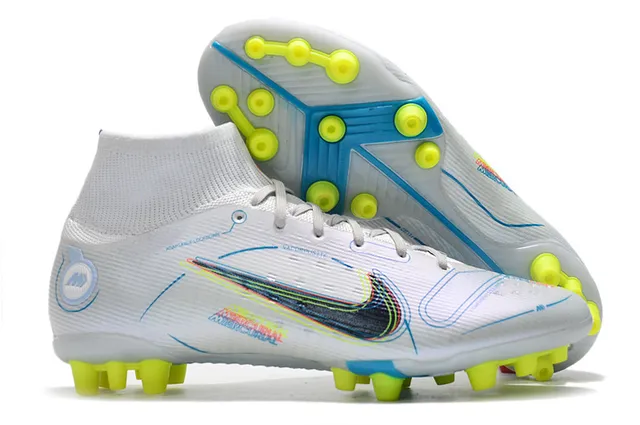Nike Blue Orange High-Cut Sock-Fit Collar Dynamic Flame Graphic Overlay Firm-Ground Soccer Shoes 16