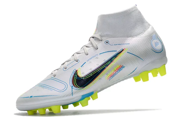 Nike Blue Orange High-Cut Sock-Fit Collar Dynamic Flame Graphic Overlay Firm-Ground Soccer Shoes 19