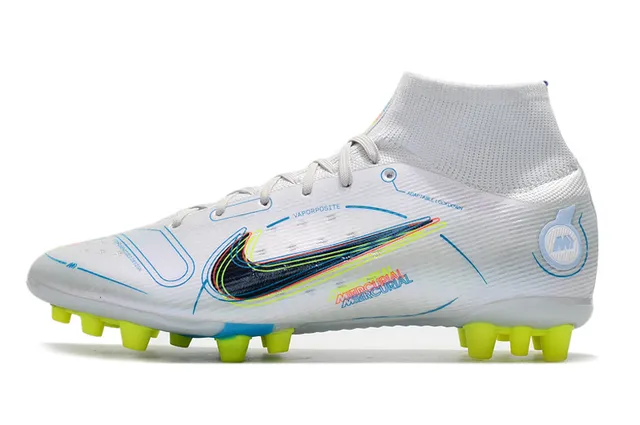 Nike Blue Orange High-Cut Sock-Fit Collar Dynamic Flame Graphic Overlay Firm-Ground Soccer Shoes 20