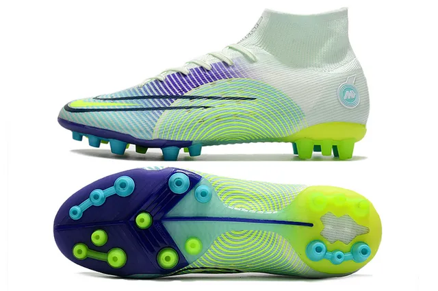 Nike Blue Orange High-Cut Sock-Fit Collar Dynamic Flame Graphic Overlay Firm-Ground Soccer Shoes 23