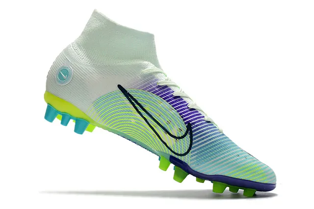 Nike Blue Orange High-Cut Sock-Fit Collar Dynamic Flame Graphic Overlay Firm-Ground Soccer Shoes 24
