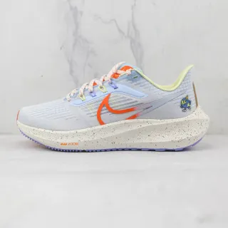 Nike Chaussures de course bleu orange avec upper en maille tricotée, semelle intermédiaire en mousse avec taches