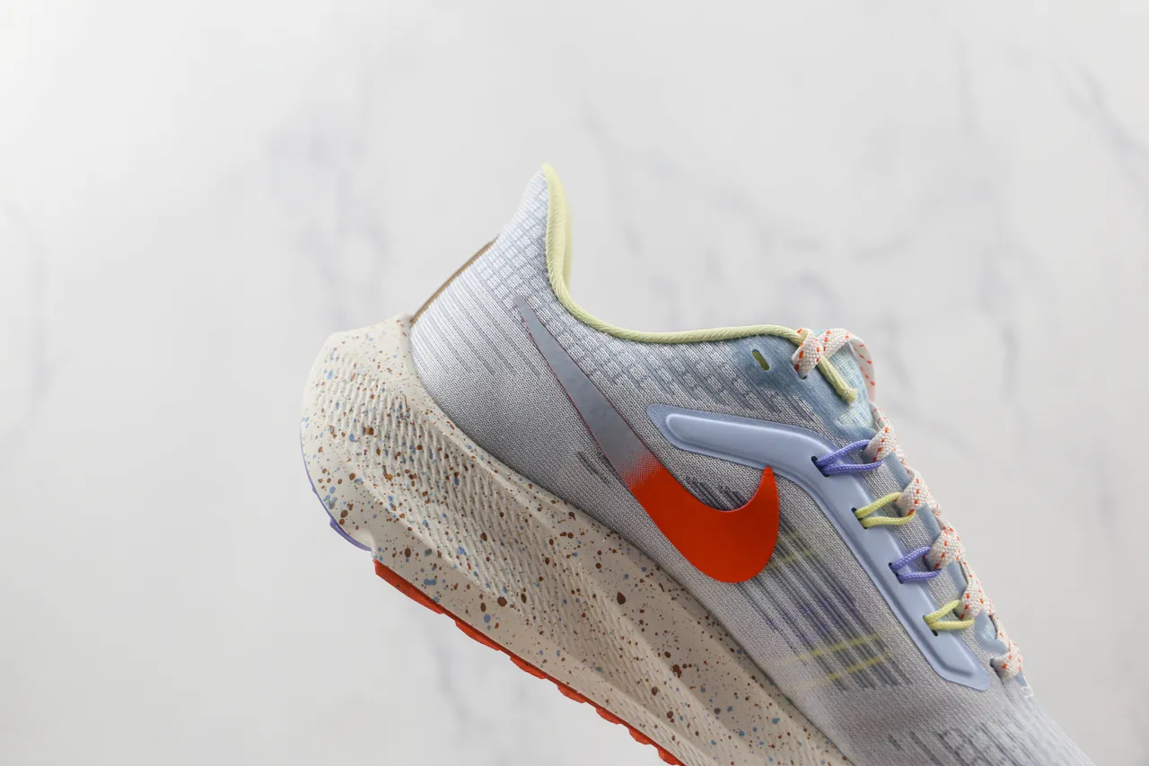 Nike Chaussures de course bleu orange avec upper en maille tricotée, semelle intermédiaire en mousse avec taches 5
