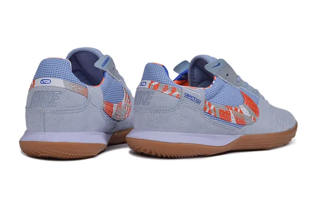 Nike Blue Orange Low-Top Perforated Suede Upper Indoor Soccer Shoes 5