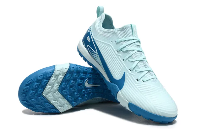 Nike नीला सफेद कनिट ऊपरी डायनामिक केज ओवरले टर्फ सॉकर जूते 3