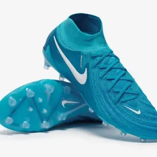 Nike Bleu Blanc Tricoté Flyknit Supérieur Col de Type Chaussette Terrain Firme Chaussures de Football