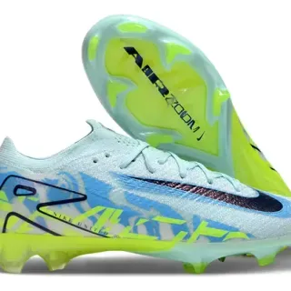 Tênis de futebol Nike azul e amarelo Flyknit upper low-cut collar firm ground